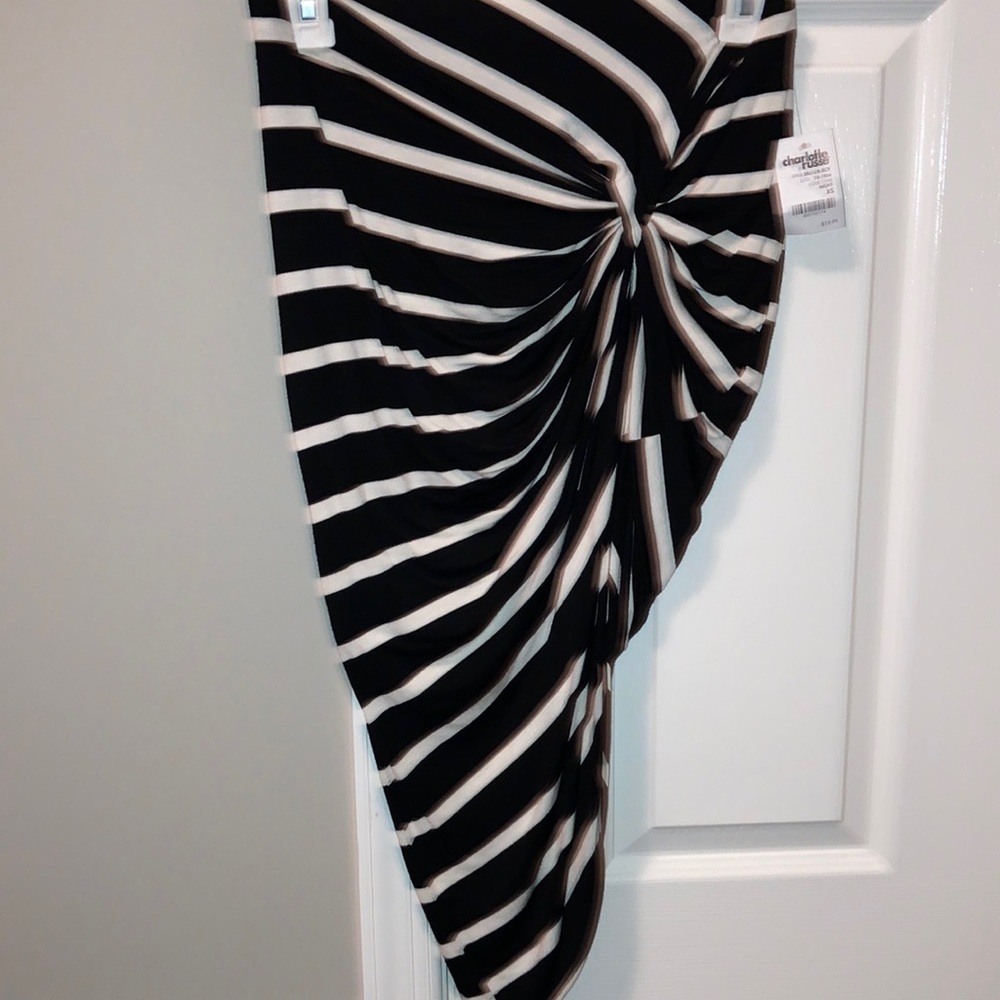 NEW WITH TAGS layered mini skirt striped Charlotte Russe angled knot skirt